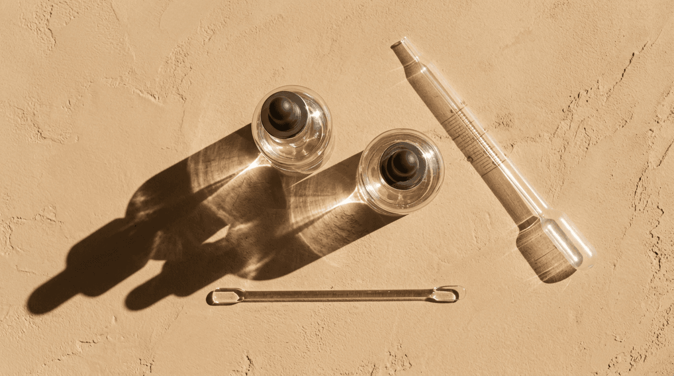 Laborglas mit Pipetten von oben